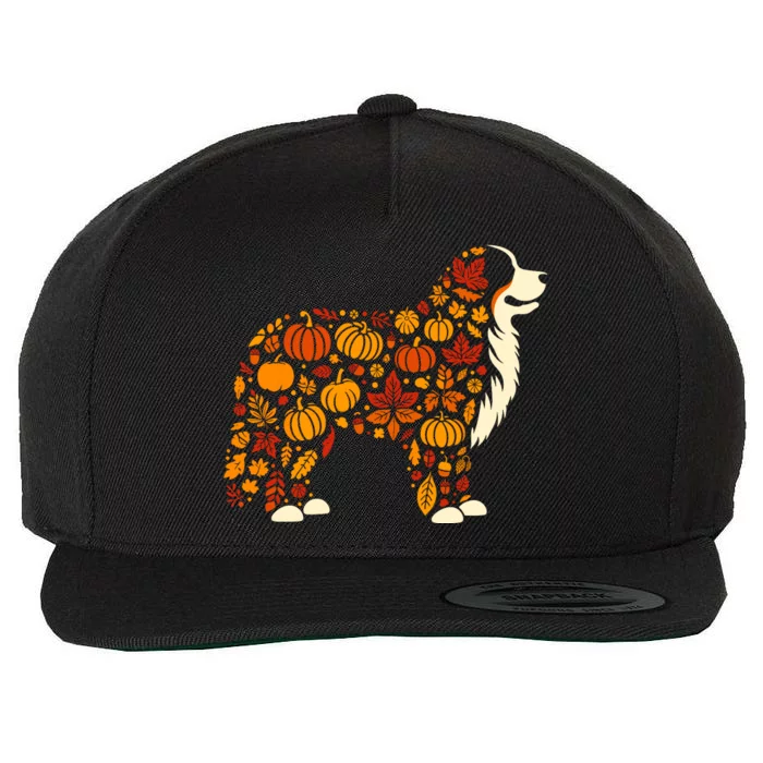 Autumn Pumpkin Fall Bernese Mountain Dog Thanksgiving Wo Wool Snapback Cap