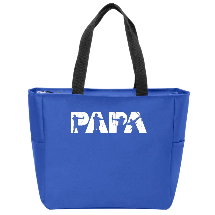 Archery Papa Funny Papa Archer Dad Fathers Day Gift Zip Tote Bag