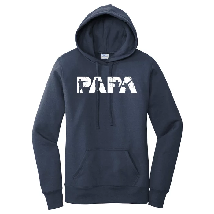 Archery Papa Funny Papa Archer Dad Fathers Day Gift Women's Pullover Hoodie