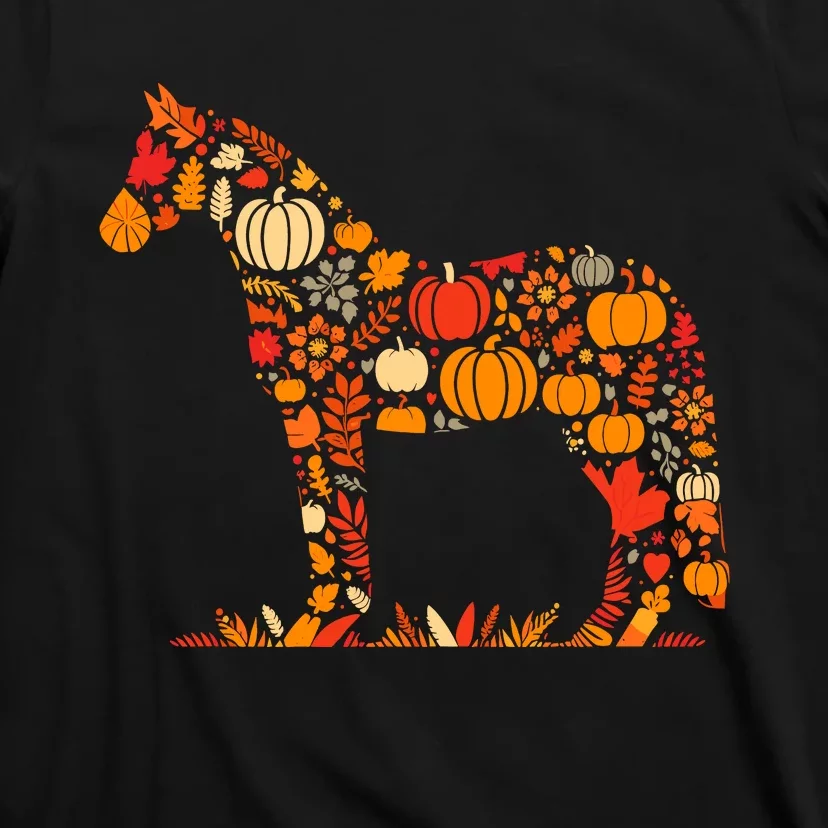 Autumn Pumpkin Fall Horse Thanksgiving Womenss T-Shirt