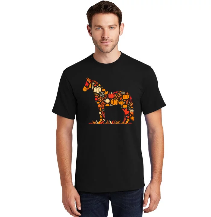 Autumn Pumpkin Fall Horse Thanksgiving Womenss Tall T-Shirt