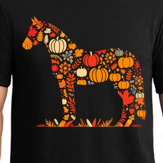 Autumn Pumpkin Fall Horse Thanksgiving Womenss Pajama Set