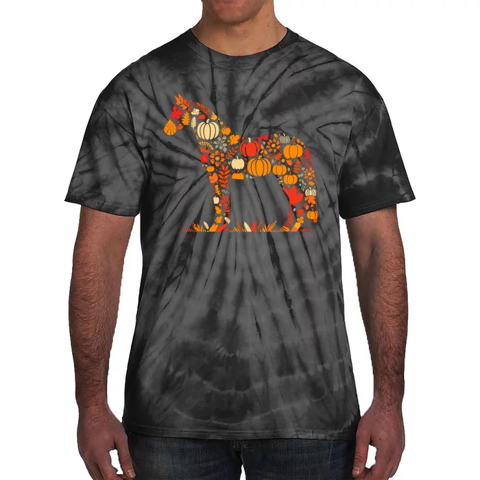 Autumn Pumpkin Fall Horse Thanksgiving Womenss Tie-Dye T-Shirt