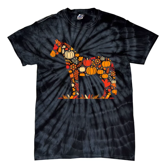 Autumn Pumpkin Fall Horse Thanksgiving Womenss Tie-Dye T-Shirt