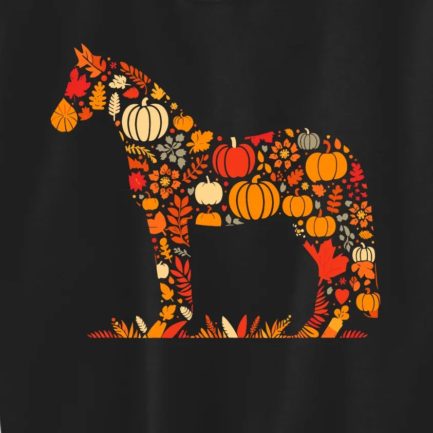 Autumn Pumpkin Fall Horse Thanksgiving Womenss Kids Sweatshirt