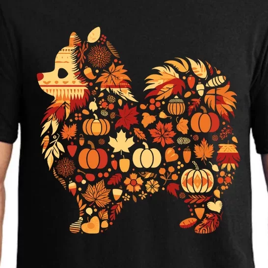 Autumn Pumpkin Fall Pomeranian Thanksgiving Womenss Pajama Set