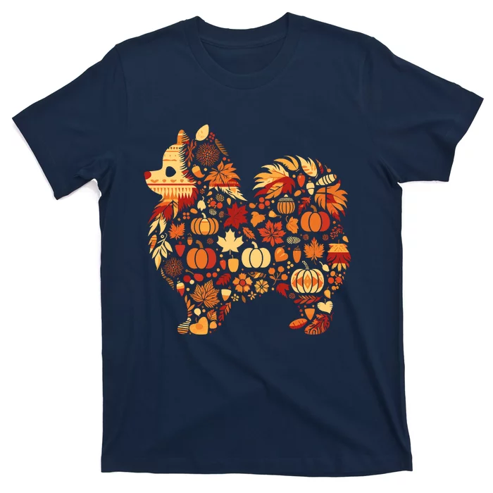 Autumn Pumpkin Fall Pomeranian Thanksgiving Womenss T-Shirt