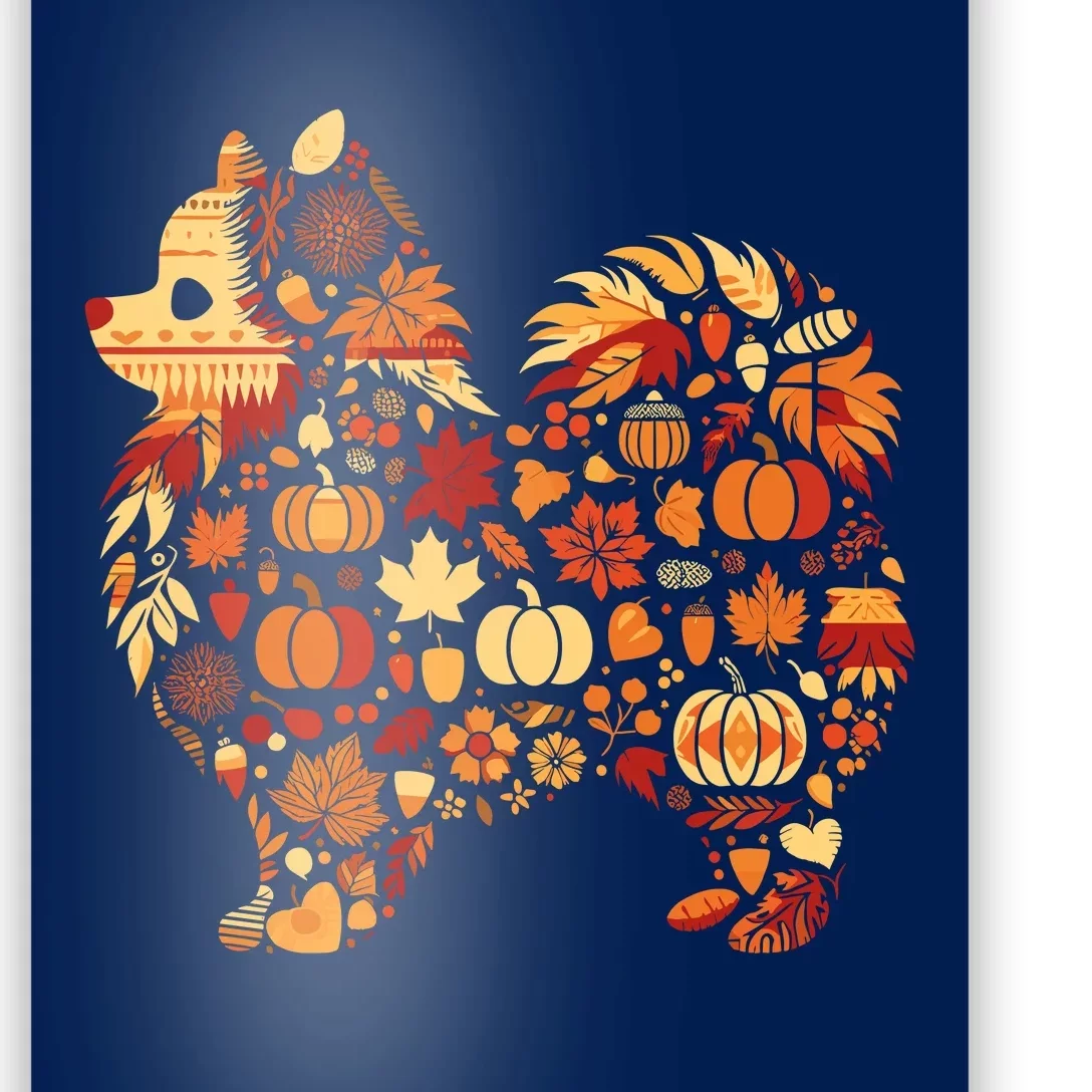 Autumn Pumpkin Fall Pomeranian Thanksgiving Womenss Poster