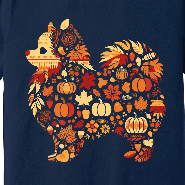 Autumn Pumpkin Fall Pomeranian Thanksgiving Womenss Premium T-Shirt