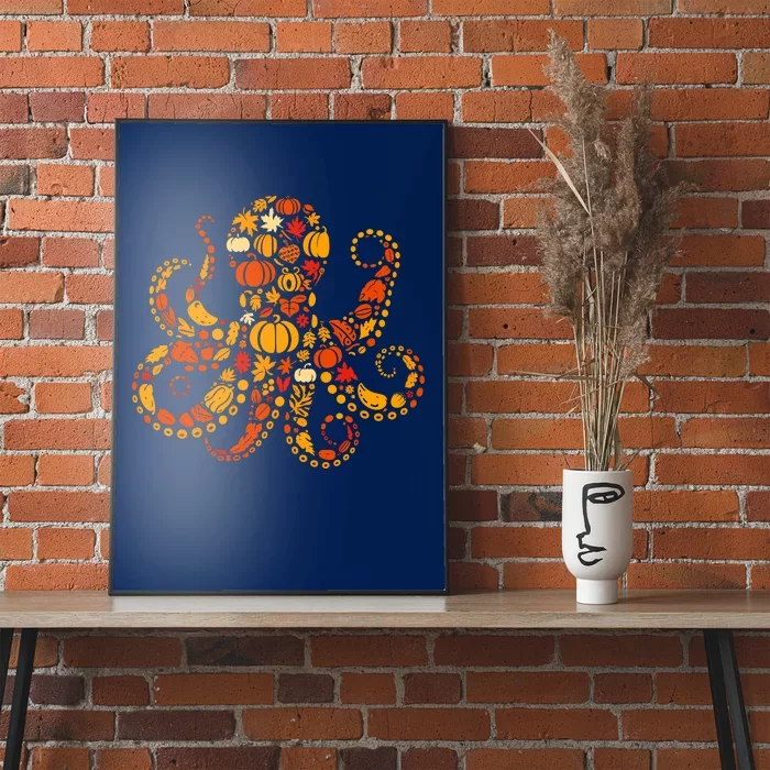 Autumn Pumpkin Fall Octopus Thanksgiving Womenss Poster