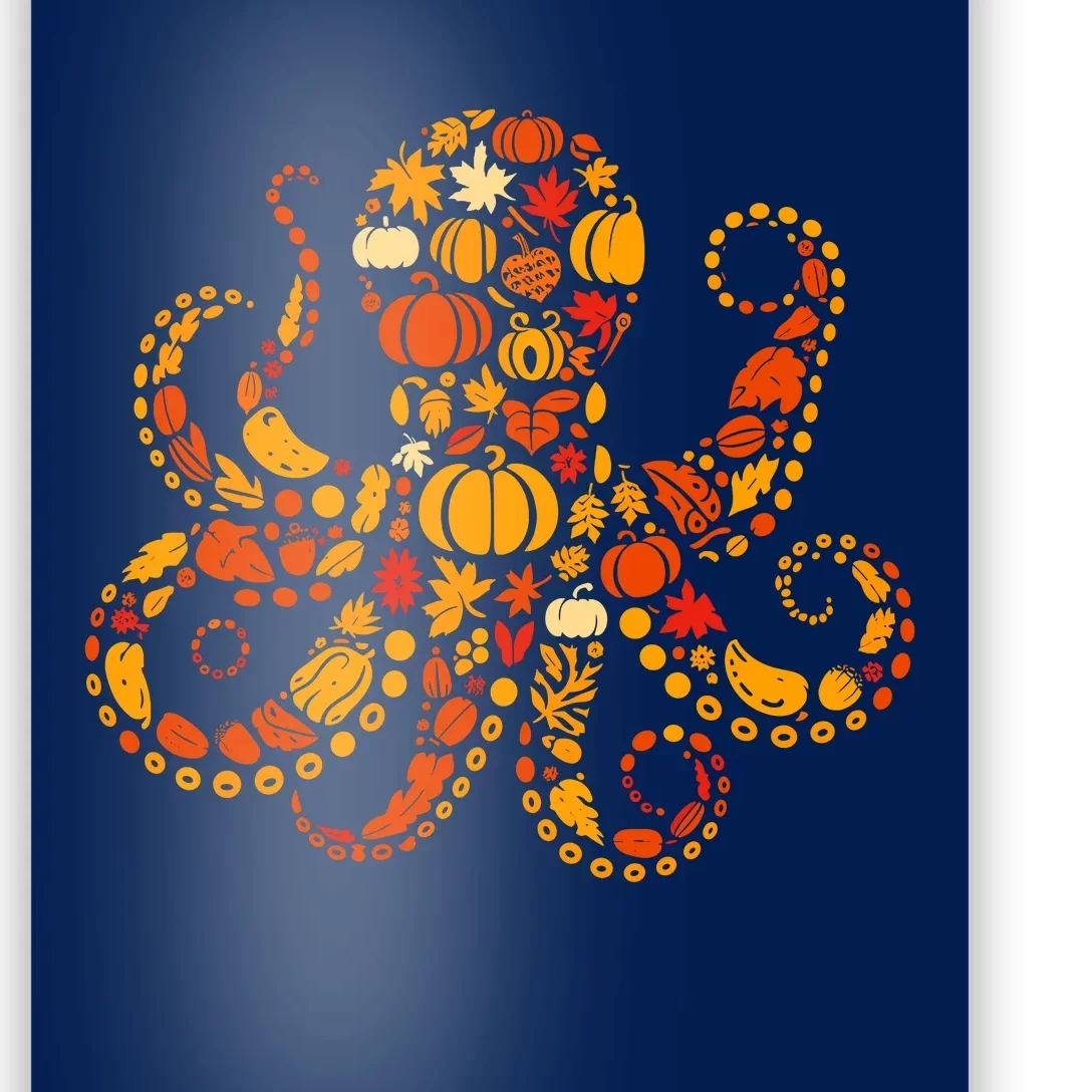 Autumn Pumpkin Fall Octopus Thanksgiving Womenss Poster