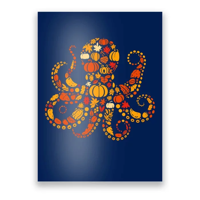 Autumn Pumpkin Fall Octopus Thanksgiving Womenss Poster