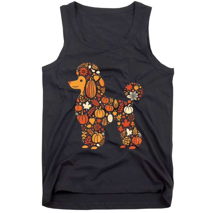 Autumn Pumpkin Fall Poodle Thanksgiving Dog Womenss Tank Top