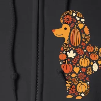 Autumn Pumpkin Fall Poodle Thanksgiving Dog Womenss Full Zip Hoodie