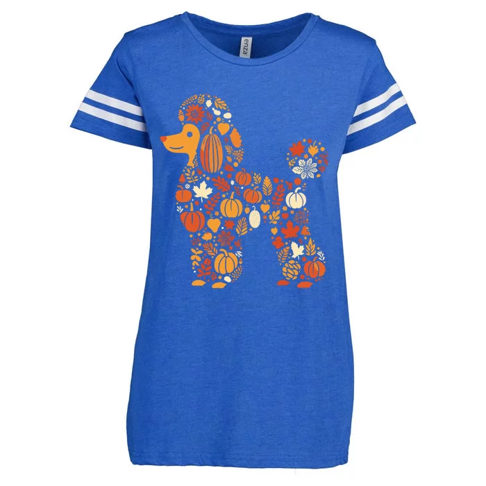 Autumn Pumpkin Fall Poodle Thanksgiving Dog Womenss Enza Ladies Jersey Football T-Shirt