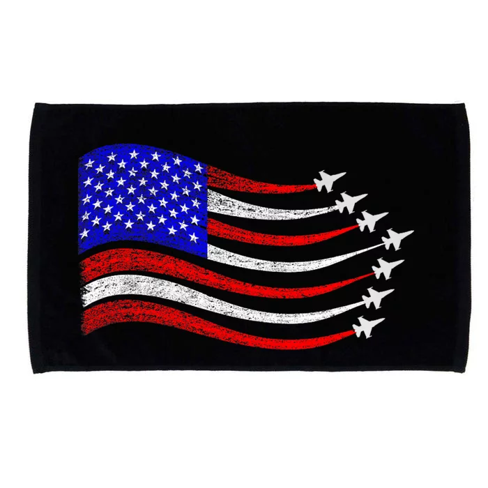 American Patriotic Fighter Jets Usa Flag Waving 4th Of July Microfiber Hand Towel