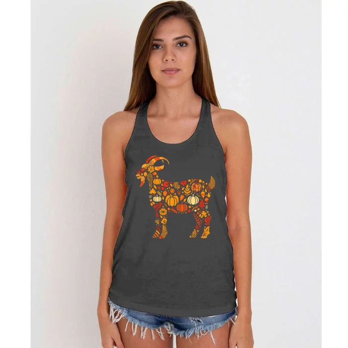 Autumn Pumpkin Fall Goat Thanksgiving Womenss Women's Knotted Racerback Tank