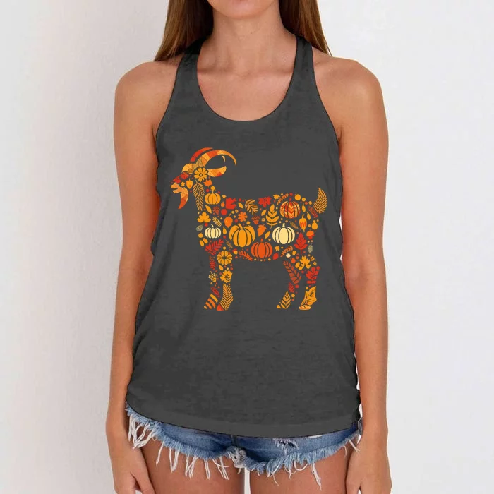 Autumn Pumpkin Fall Goat Thanksgiving Womenss Women's Knotted Racerback Tank