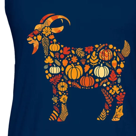 Autumn Pumpkin Fall Goat Thanksgiving Womenss Ladies Essential Flowy Tank