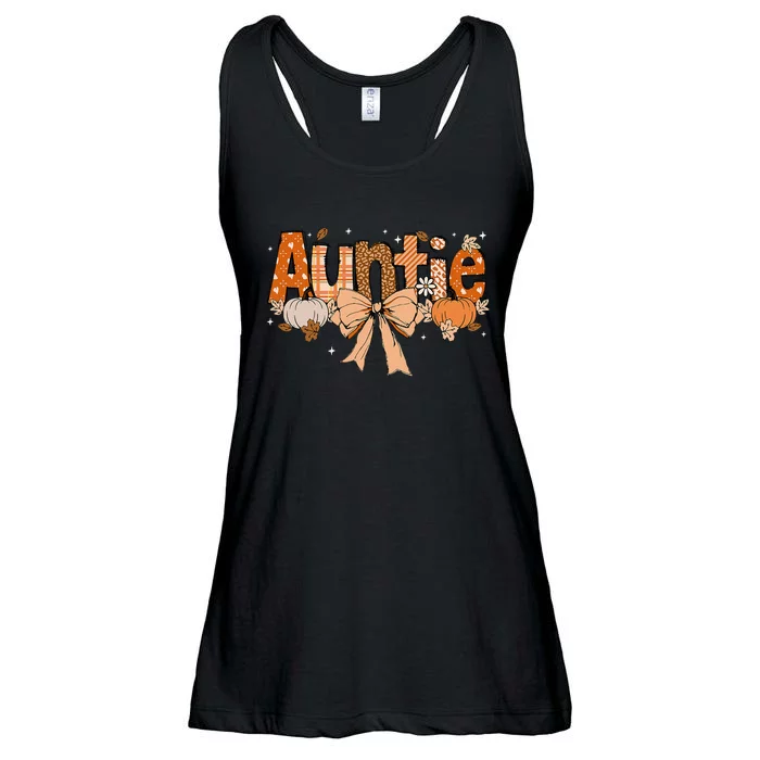 Auntie Pumpkin Fall Coquette Bow Thanksgiving Mom Ladies Essential Flowy Tank