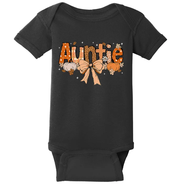 Auntie Pumpkin Fall Coquette Bow Thanksgiving Mom Baby Bodysuit