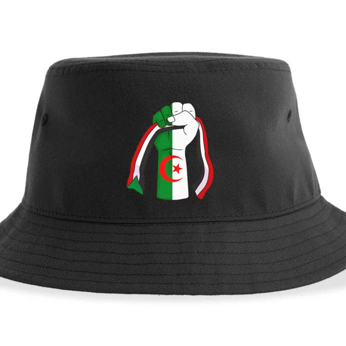 Algerian Palestinian Flag Algeria Stand With Palestine Sustainable Bucket Hat