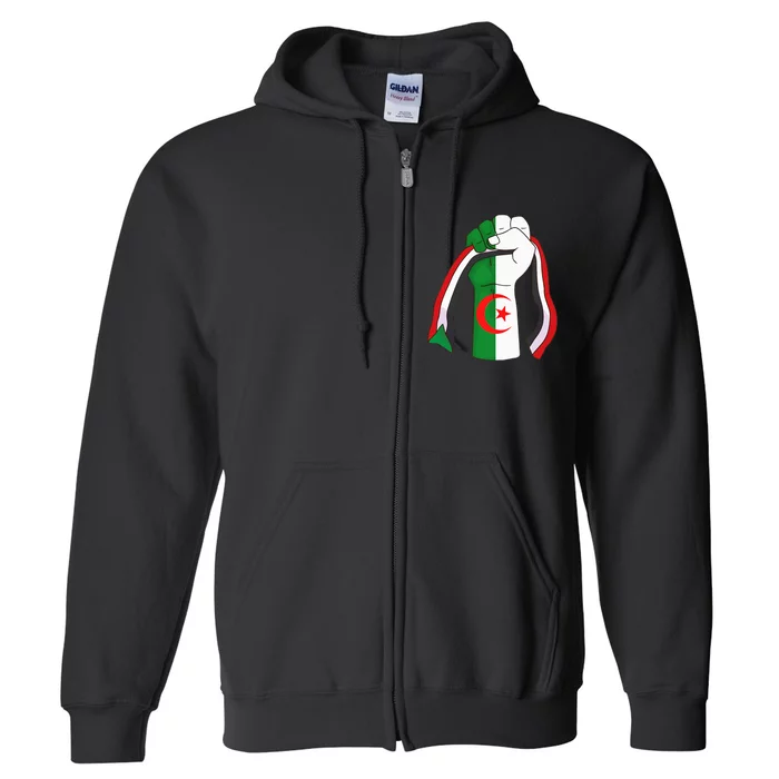 Algerian Palestinian Flag Algeria Stand With Palestine Full Zip Hoodie