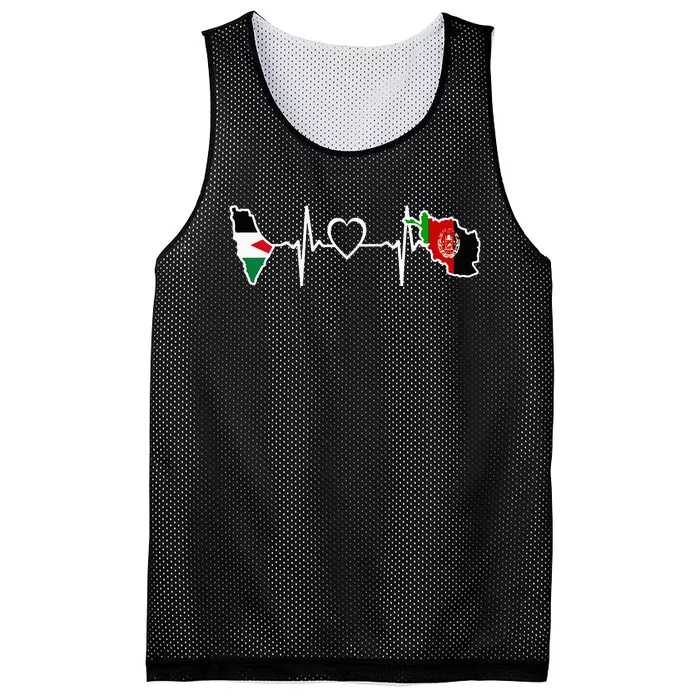 Afghanistan Palestine Flag Afghan Palestinian Heartbeat Mesh Reversible Basketball Jersey Tank