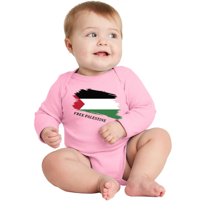 Adult Palestine Flag Free Palestine Baby Long Sleeve Bodysuit