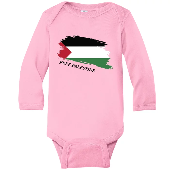 Adult Palestine Flag Free Palestine Baby Long Sleeve Bodysuit