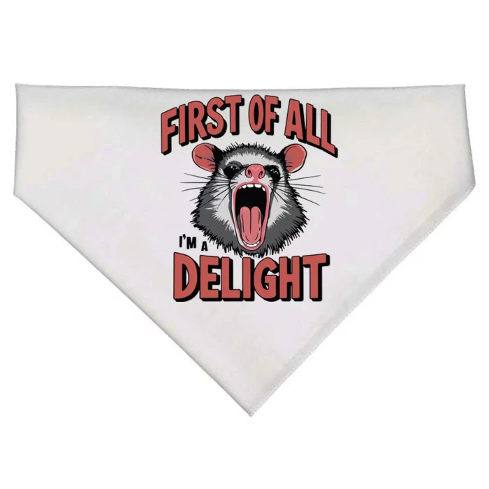 Angry Possum First Of All Im A Delight Possum Meme USA-Made Doggie Bandana