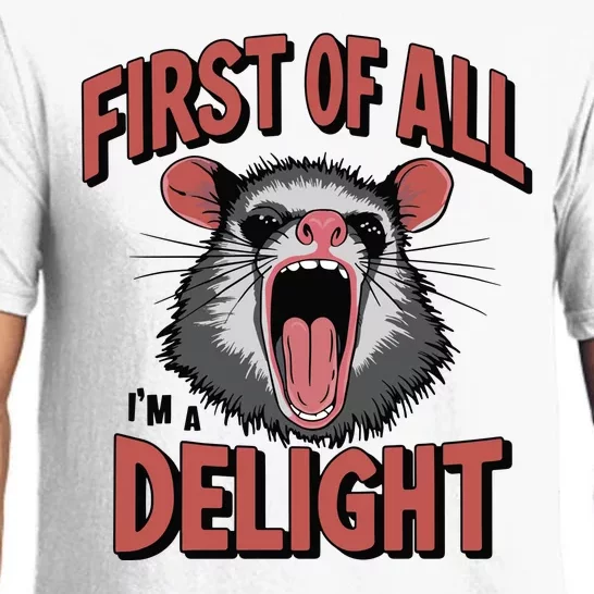 Angry Possum First Of All Im A Delight Possum Meme Pajama Set