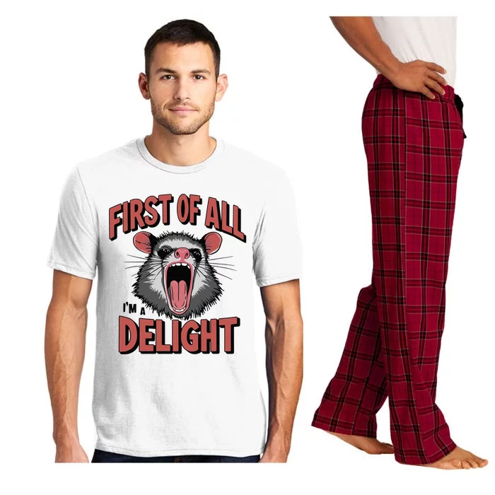 Angry Possum First Of All Im A Delight Possum Meme Pajama Set