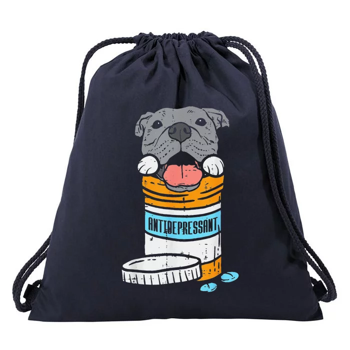 Antidepressant Pitbull Funny Pitties Dog Lover Owner Drawstring Bag