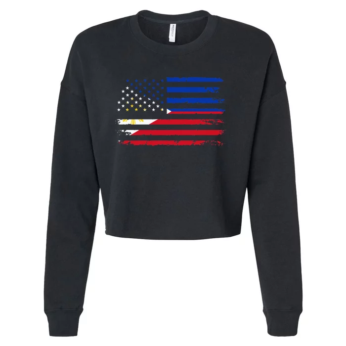 American Philippines Flag Cropped Pullover Crew