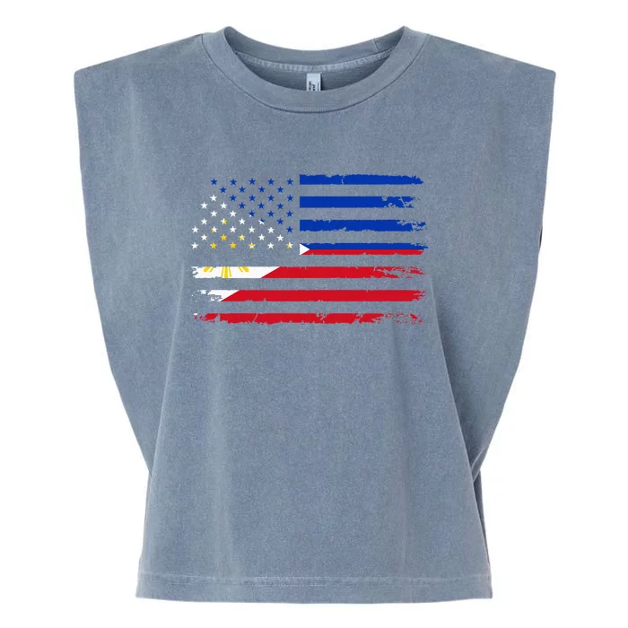 American Philippines Flag Garment-Dyed Women's Muscle Tee