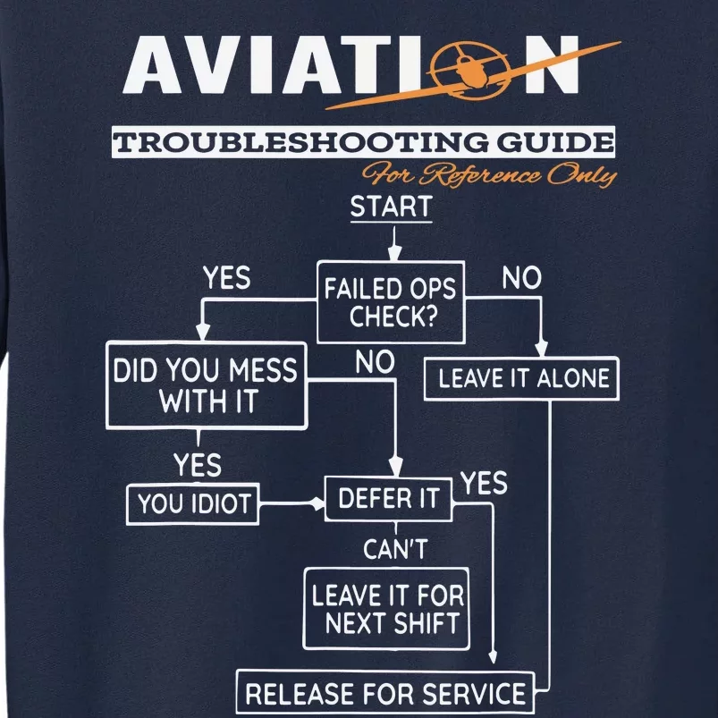 Airplane Pilot Funny Pilot Troubleshooting Guide Tee Tall Sweatshirt