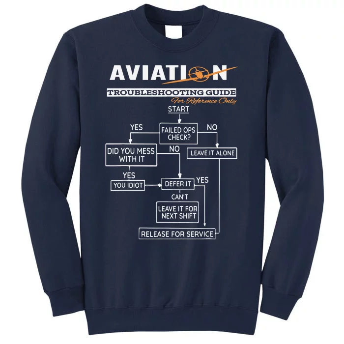 Airplane Pilot Funny Pilot Troubleshooting Guide Tee Tall Sweatshirt