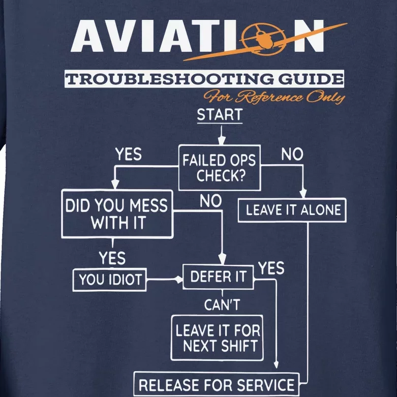 Airplane Pilot Funny Pilot Troubleshooting Guide Tee Kids Long Sleeve Shirt