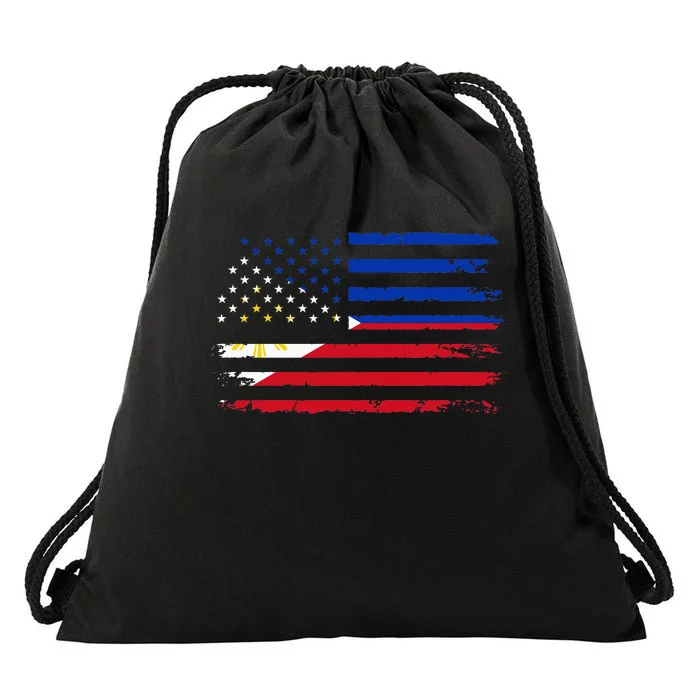 American Philippines Flag Drawstring Bag