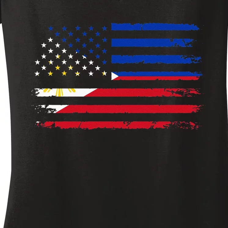 American Philippines Flag Women's V-Neck T-Shirt