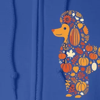 Autumn Pumpkin Fall Poodle Thanksgiving Dog Gift Full Zip Hoodie