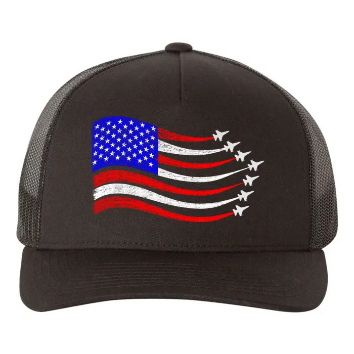 American Patriotic Fighter Jets Usa Flag Waving 4th Of July Yupoong Adult 5-Panel Trucker Hat