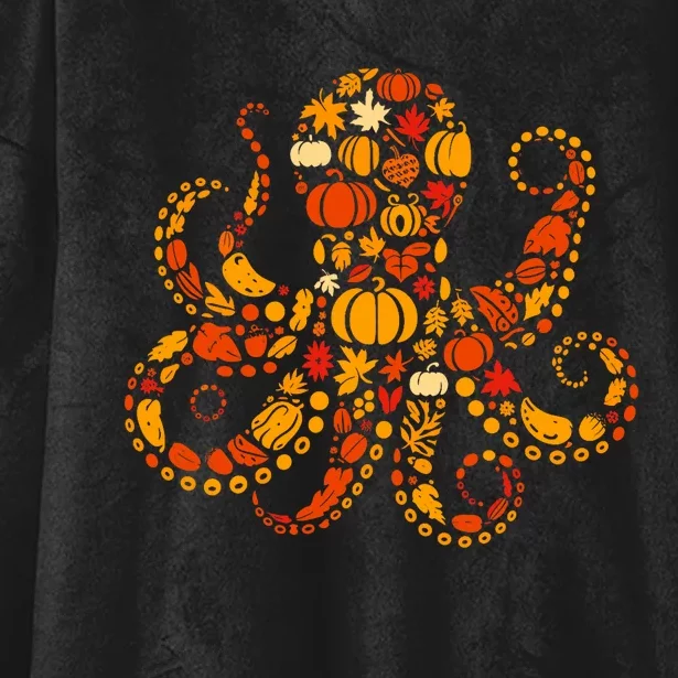 Autumn Pumpkin Fall Octopus Thanksgiving Hooded Wearable Blanket