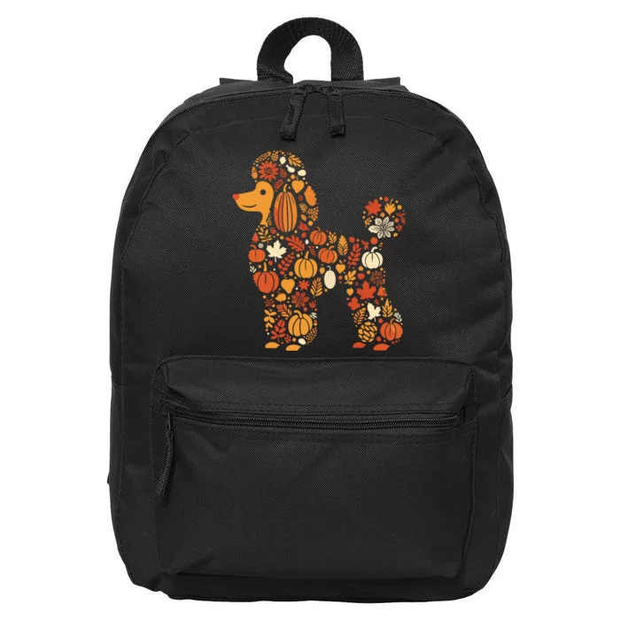 Autumn Pumpkin Fall Poodle Thanksgiving Dog 16 in Basic Backpack