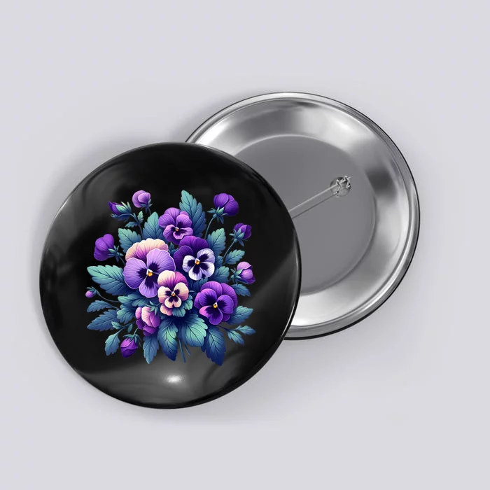 Alzheimer Purple Floral Pansy Dementia AlzheimerS Awareness Button