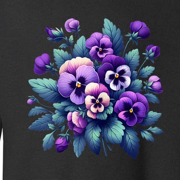 Alzheimer Purple Floral Pansy Dementia AlzheimerS Awareness Toddler Sweatshirt