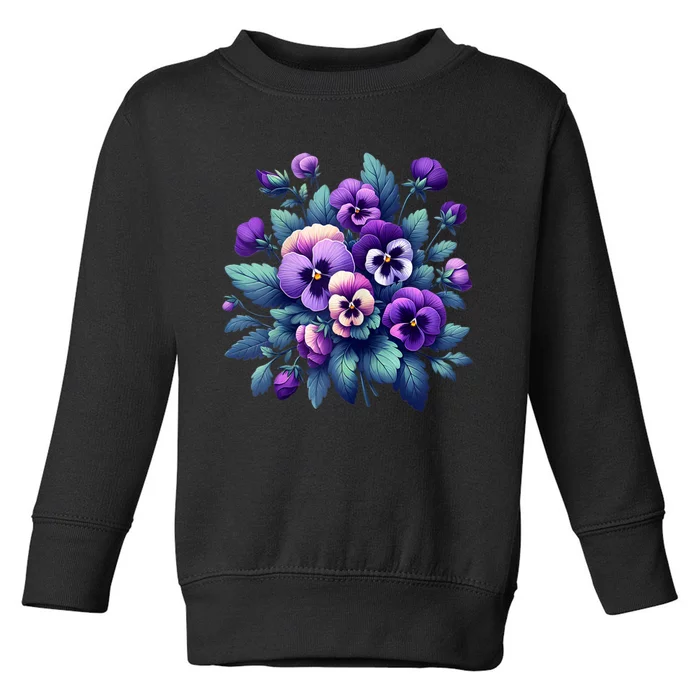 Alzheimer Purple Floral Pansy Dementia AlzheimerS Awareness Toddler Sweatshirt