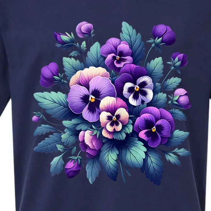 Alzheimer Purple Floral Pansy Dementia AlzheimerS Awareness Sueded Cloud Jersey T-Shirt