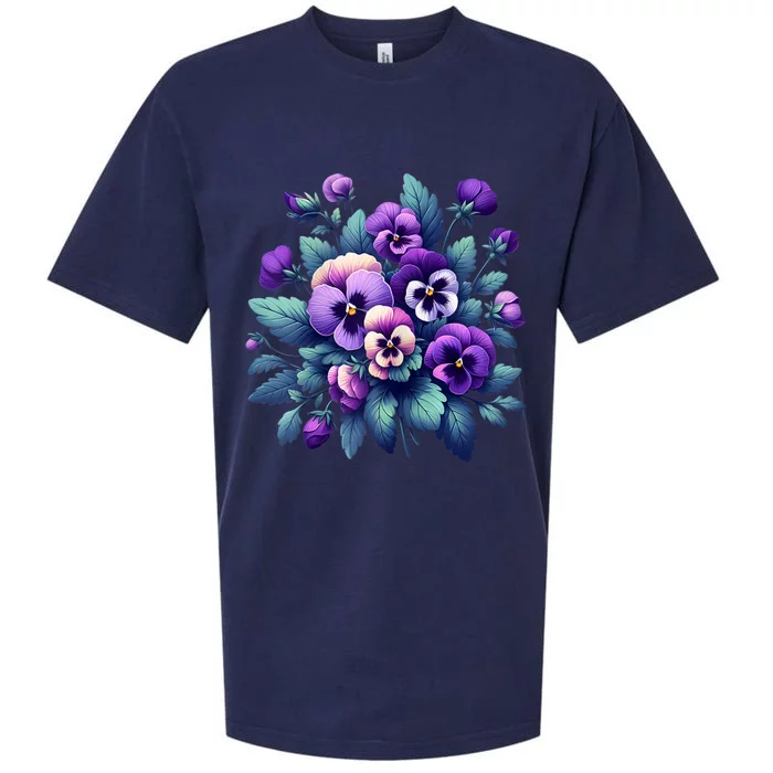 Alzheimer Purple Floral Pansy Dementia AlzheimerS Awareness Sueded Cloud Jersey T-Shirt